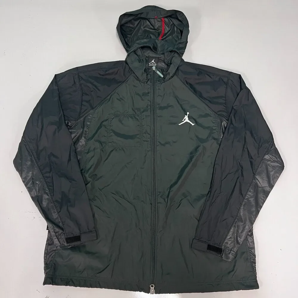 Air Jordan Jumpman Windbreaker Jacket XL Black Nylon 452284-060 Full Zip Hooded